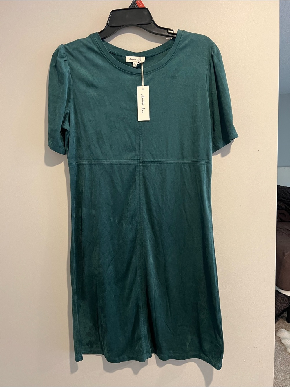 Another Love Teal Short Sleeve Midi Shift Dress
